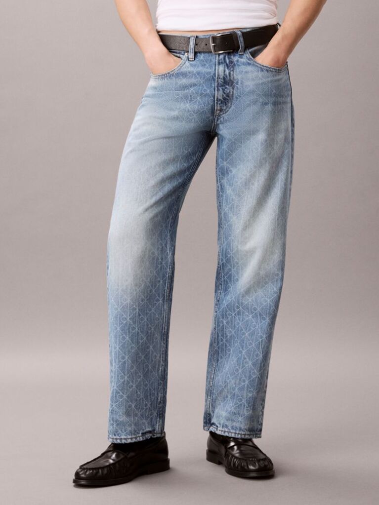 Denim Blugi Drepti In Stilul Anilor '90 Cu Logo  Barbati