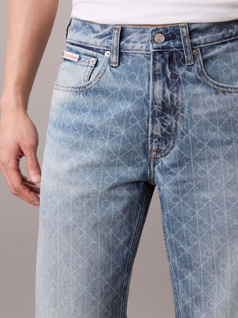 Denim Blugi Drepti In Stilul Anilor '90 Cu Logo  Barbati
