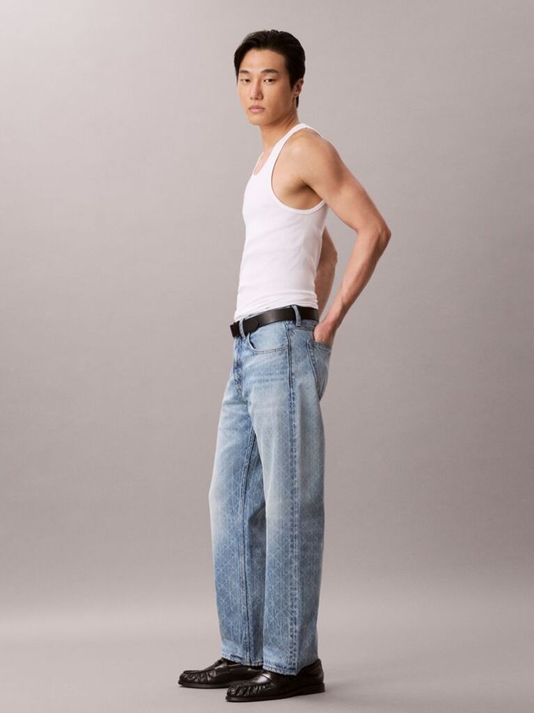 Denim Blugi Drepti In Stilul Anilor '90 Cu Logo  Barbati