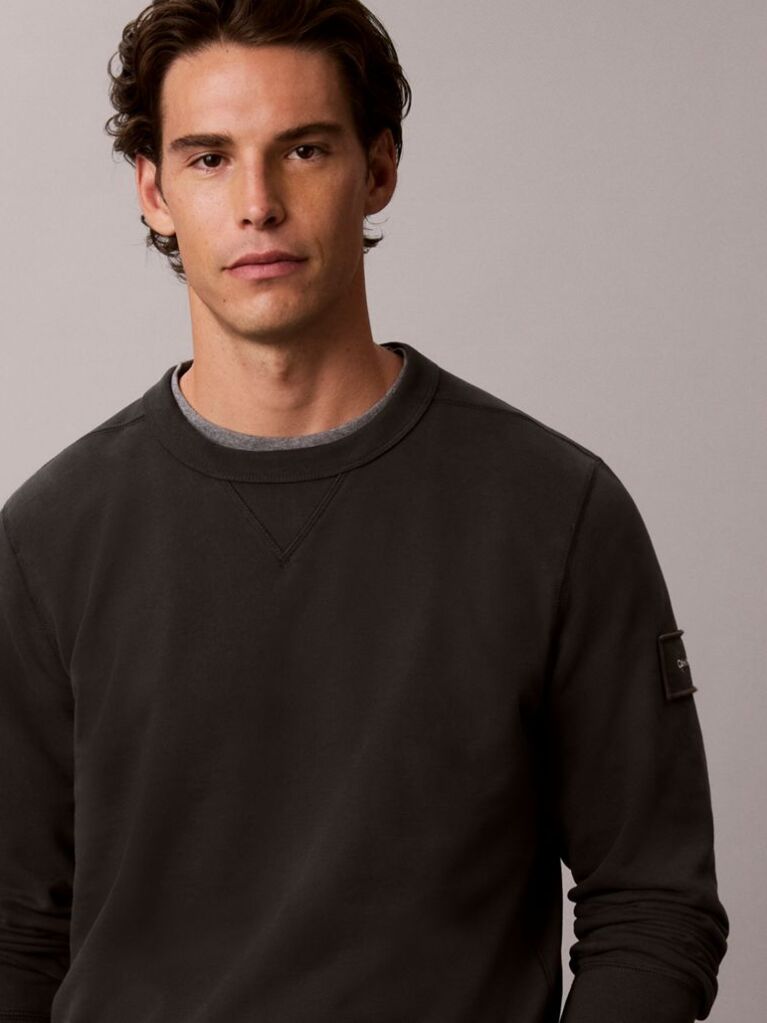 Negru Bluza De Trening Din Bumbac Terry Cu Ecuson Monologo  Barbati