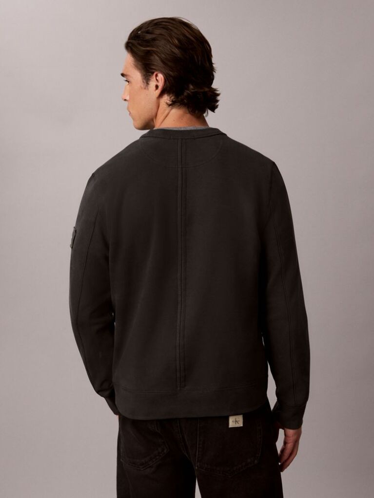 Negru Bluza De Trening Din Bumbac Terry Cu Ecuson Monologo  Barbati