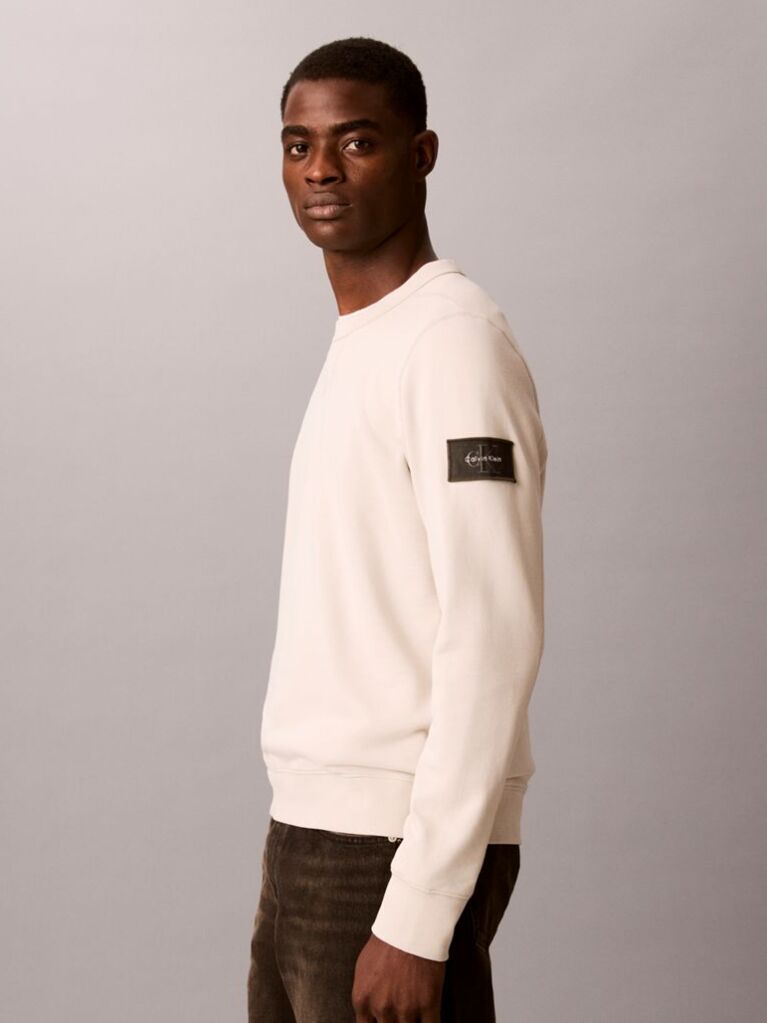 Bej Bluza De Trening Din Bumbac Terry Cu Ecuson Monologo  Barbati