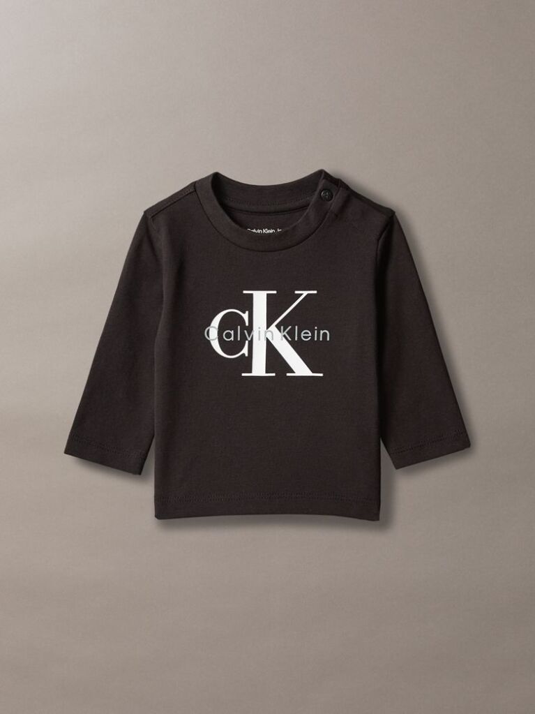 Negru Tricou Cu Maneca Lunga Si Logo Pentru Nou-Nascuti  Nou-nascuti