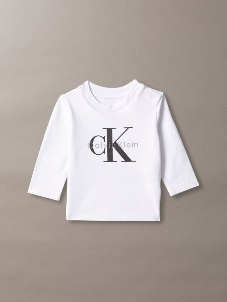 Alb Tricou Cu Maneca Lunga Si Logo Pentru Nou-Nascuti  Nou-nascuti