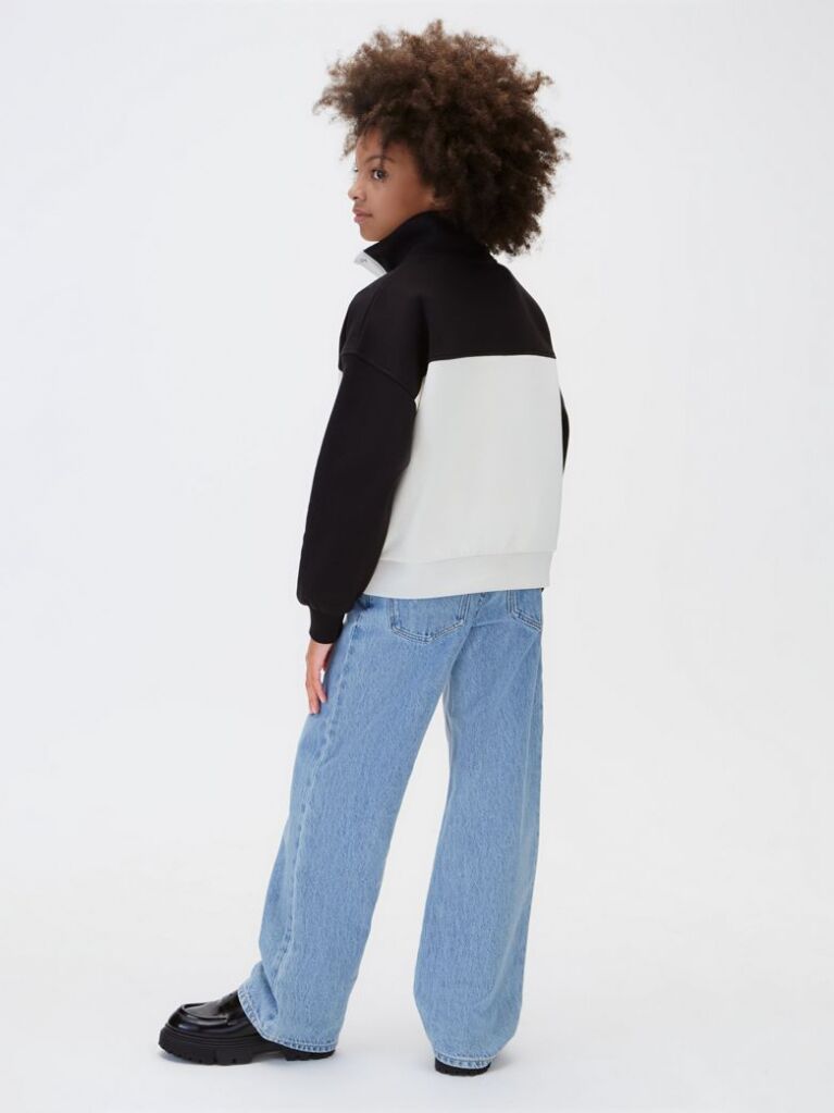 Bej Bluza De Trening Pentru Copii Cu Design Color Block  Fete