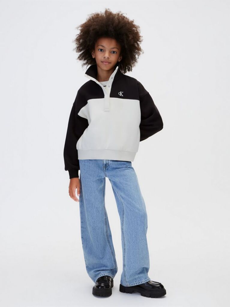 Bej Bluza De Trening Pentru Copii Cu Design Color Block  Fete