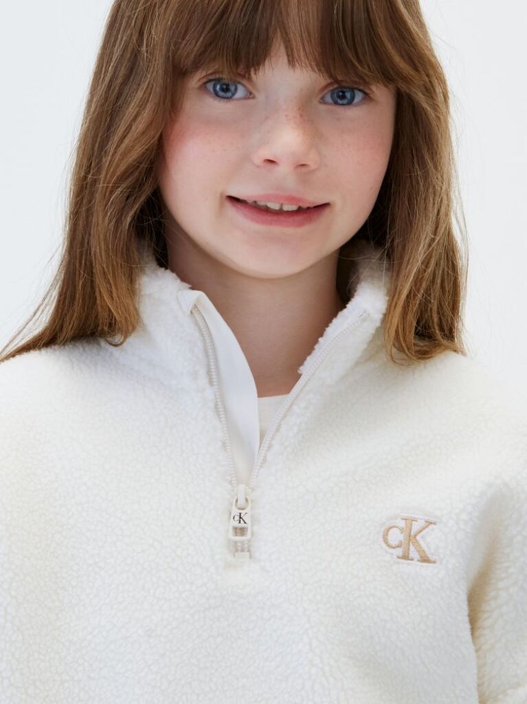 Beige Kids' Teddy Half-Zip Sweatshirt  Girls